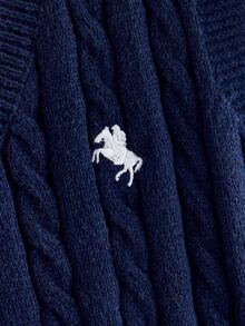 HIMLAND Men's V-Neck Knight Embroidered Pattern Casual Daily Knit Vest - Royal Blue - View 7