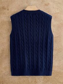 HIMLAND Men's V-Neck Knight Embroidered Pattern Casual Daily Knit Vest - Royal Blue - View 2