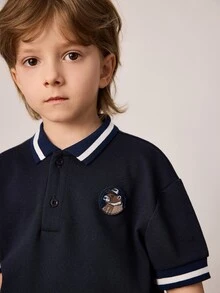 PrepCrw Young Boys' Spring/Summer Preppy Style Blue Polo Shirt & Shorts Sets - Blue - View 6