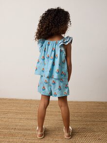 Maija Kids Maija Kids 2件套年轻女孩休闲宽松碎花吊带背心和短裤套装 - 薄荷綠 - 查看 2