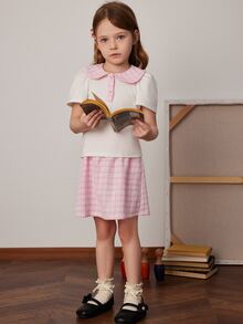 PrepCrw Estilo academia a cuadros para niñas, primavera/verano - Multicolor - Ver 2