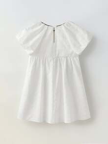 Maija Kids Maija Kids 年轻女孩宽松休闲泡泡袖蝴蝶结装饰连衣裙 - 白色 - 查看 2