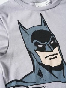 BATMAN X SHEIN 2pcs/Set Cartoon Pattern Knit Soft Crew Neck Short Sleeve Pullover Top For Boys - Multicolor - View 8