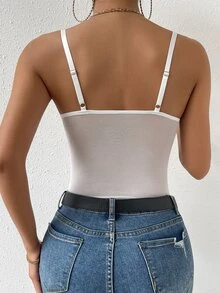 Calvaya Lace Cami Bodysuit For Holiday Party Clothes - White - View 2