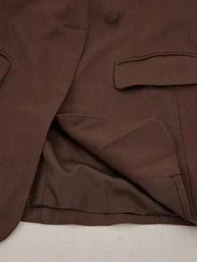 SHEIN PETITE Stylish Brown Blazer For Petite Women-Suitable For Commuting And Business Settings. - Brown - View 7