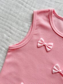 Vintaside Kids Conjunto de Regata Casual Simples de Verão com Decote Redondo e Shorts Denim Lavados Versáteis e Casuais para Meninas, Adequado para Viagens, Férias ou Lazer Diário para Participar de Reuniões Familiares - Rosa chiclete - Visão 5