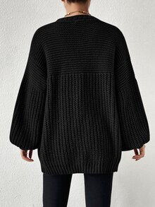 Calvaya Open Front Drop Shoulder Cardigan,Long Sleeve Tops Fall Winter Cloth For Women - Black - View 3