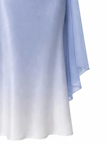 Zerodot Women Ombre Light Blue Sequins Scarf Detail Midi Elegant Romantic Dress Party Party Night Dinner Going Out Fall Pre Fall - Baby Blue - View 8