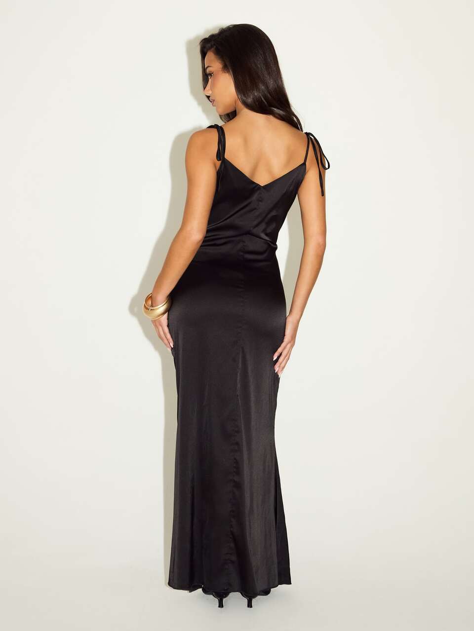 Womens Satin And Lace Slip Dress Minimal 90'S Strappy Elegant Chic Summer Fall Vacation Modern Classy Long Dresses Slim Fit LBD Little Black Dress