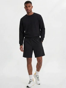TekDrob Quick-Dry Straight Shorts With Drawstring Waistband And Inseam Pocket - Black - View 6