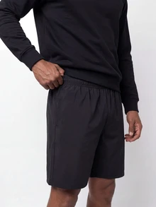 TekDrob Quick-Dry Straight Shorts With Drawstring Waistband And Inseam Pocket - Black - View 4