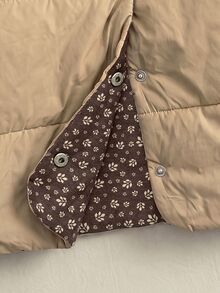 Rusticease Fall Outfits Women Reversible Jacket Insulated Padded Vest Light Brown Solid Color Single-Breasted Casual Retro Everyday Going Out Hiking Night Coat - Multicolor - View 6