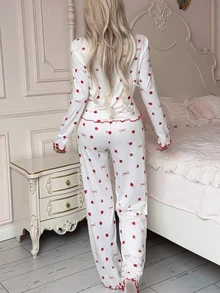 SweetSlumber Women's All-Over Print Long Sleeve Top And Pants Casual Daily Home Pajama Set - Multicolor - View 2