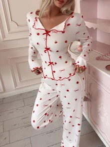 SweetSlumber Women's All-Over Print Long Sleeve Top And Pants Casual Daily Home Pajama Set - Multicolor - View 5