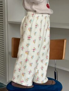 DAZY Infant/Toddler (Girl) Loose Fit All-Over Print Korean Style Floral Comfortable Lounge Pants Fall - Apricot - View 5