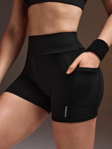 Powerista Set Pakaian Olahraga Wanita Warna Polos untuk Kebugaran Sehari-hari - Hitam - View 7