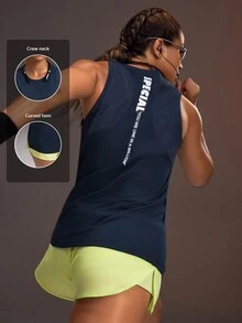 Powerista 女款極簡圓領休閒運動背心，適合戶外健身 - 藏蓝色 - 查看 2