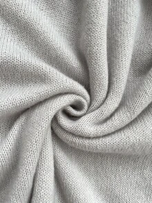 Sprig & Strand 女款淺灰色柔軟鬆弛連帽粗針織拼接長袖中長版側開衩修身顯瘦套頭毛衣 - 灰色 - 查看 6