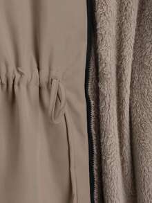 EMERY ROSE Women's Winter Long Sleeve Drawstring Waist Hooded Thermal Lined Long Casual Parka Coat - Khaki - View 7