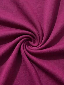 Vesra Gaun Panjang Elegan Wanita Warna Polos, Leher Bulat, Lengan Pendek Berkerut, dan Berlipit - Hot Pink - View 3