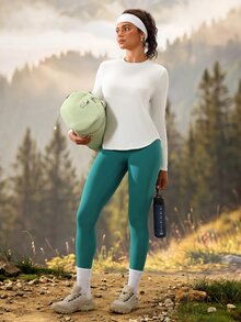 Exploreva Düz Renk 2'si 1 Arada Yarışçı Sırtlı Dış Mekan Tişörtü - Beyaz - Görünüm 6