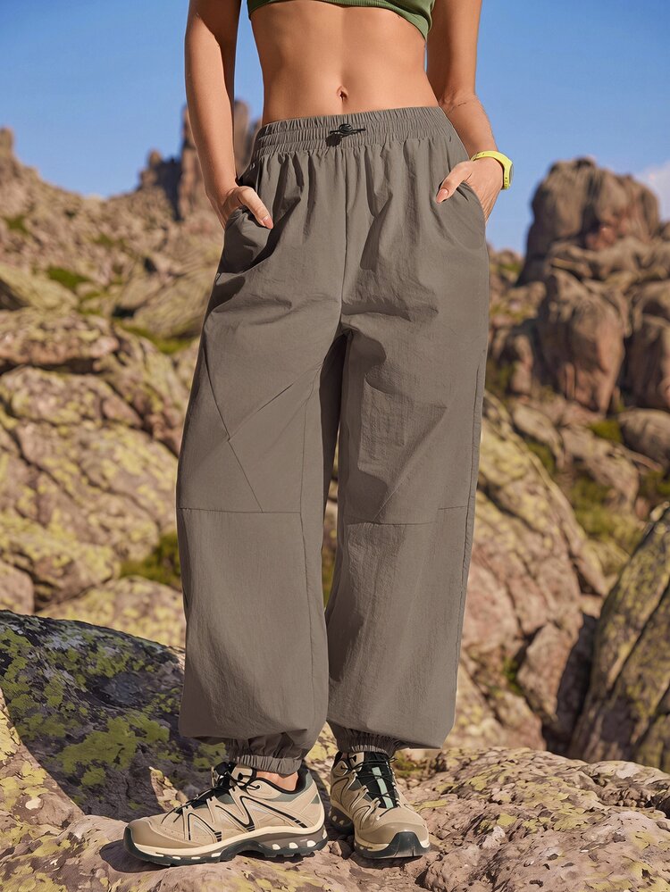 Exploreva Exploreva Women's Solid Color Pleated Casual Versatile Everyday Outdoor Long Pants - Dark Grey - View 2