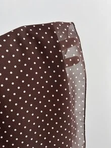 Elamini Summer Polka‑Dot Ruffle Collar French‑Vintage Style Elegant Dress High Tea Date Brown And White Polka Dot - Khaki - View 5