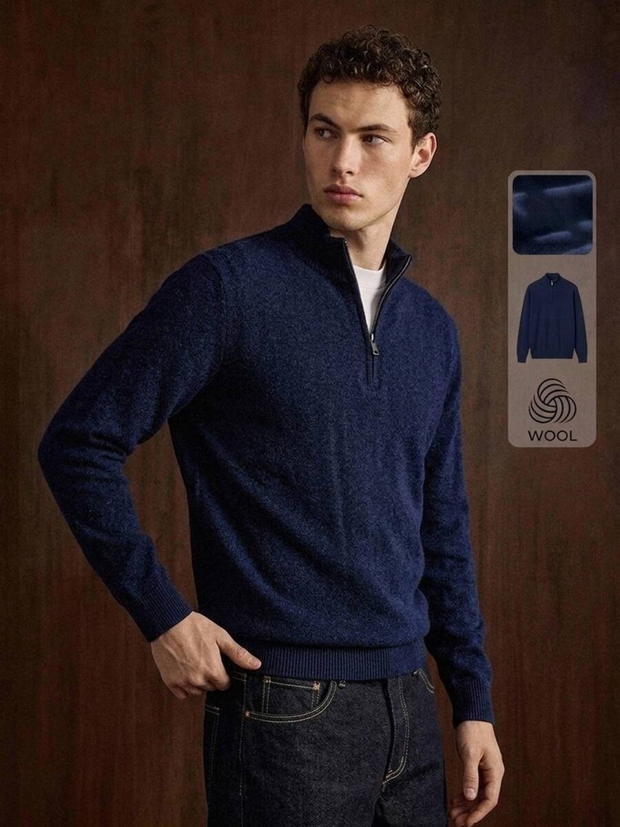 Manfinity CityGents Men Sweaters Office Business Navy Blue Casual - Navy Blue - View 1