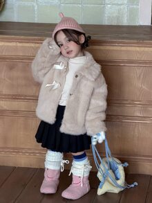 DAZY Baby Girls Lapel Bowknot Tie-Up Long Sleeve Autumn/Winter Jacket - Apricot - View 7