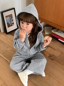DAZY Baby Girls Hooded Long Sleeve Sweatshirt Set, Autumn/Winter - Grey - View 7