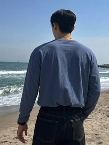 DAZY 夏季短袖字母印花藍色男士T恤秋季 - 藍色 - 查看 2