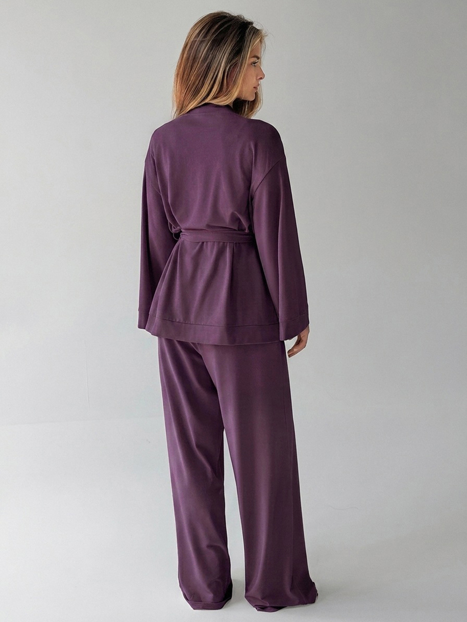 Women's Solid Color Long Sleeve Top And Pants Loungewear Set Fall
