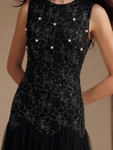 Anewsta Elegant Round Neck Sleeveless Summer New Long Dress For Women - Black - View 1