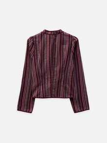 Nöista Chinese-Style Striped Burgundy Two-Piece Suit,Elegant, Suitable For Fall Winter, Casual,Chic,Going Out.. - Burgundy - View 10
