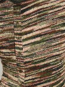 Nöista Multi-Colored Striped Knit Sweater,Slim-Fitting, Cropped,Warm,Simple, Soft,Fall Winter,Casual, Comfortable Versatile Knitwear Piece For Wardrobe - Green - View 7