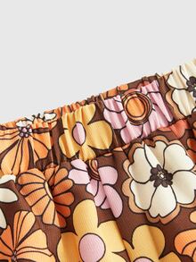 Goldendazeillustration Hippie Women's Full Printed Flower Pattern Wide Leg Pants - Multicolor - View 4