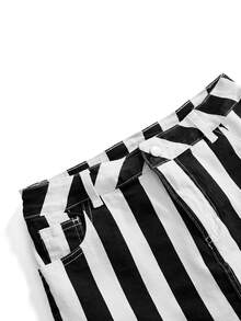 ROMWE Grunge Punk Casual Gothic Striped Low Waist Stretch Denim Skirt For Women - Black and White - View 8