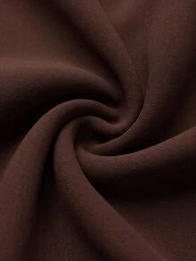 SHEIN Veneréa Deep Brown Chiffon V-Neck Cinched Waist French Lantern Sleeve Full Skirt Dress - Brown - View 3