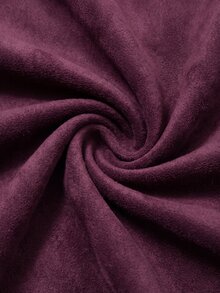 SHEIN Veneréa Vintage Lapel Suede Short Jacket Slim Fit Workwear Jacket - Burgundy - View 4