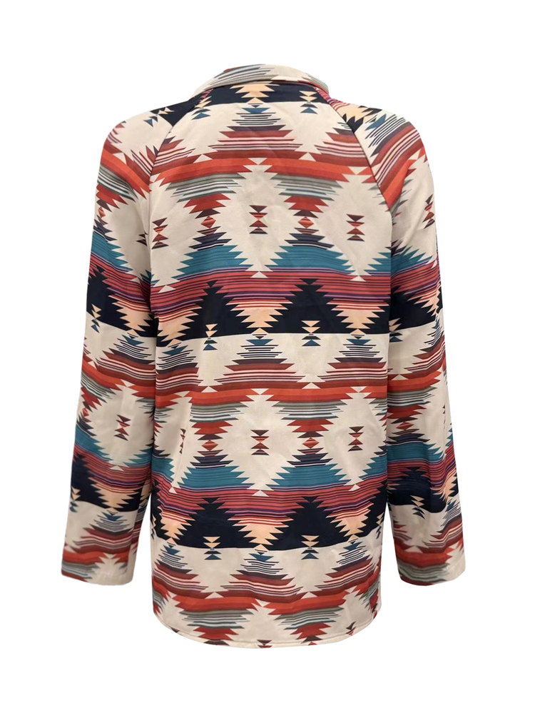 NostaNoir Casual Versatile Western Style Full Print Button-Up Shirt - Orange - View 2