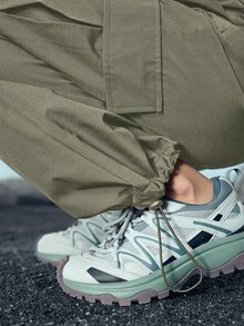 Exploreva Exploreva Women's Outdoor Casual Drawstring Cargo Pants - Green - View 9