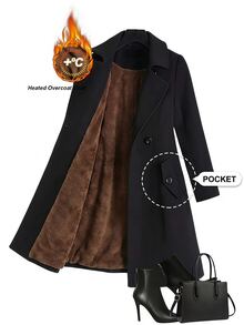 Reflora Plus Size Fashion Versatile Button Pocket Long Sleeve Overcoat - Black - View 1