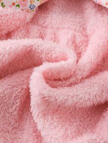 SHEIN Elladie kids 女童冬季外套，粉色碎花，保暖內裡，連帽，雙排扣，時尚夾克，適合日常休閒、校園風、開學季 - 粉色 - 查看 10