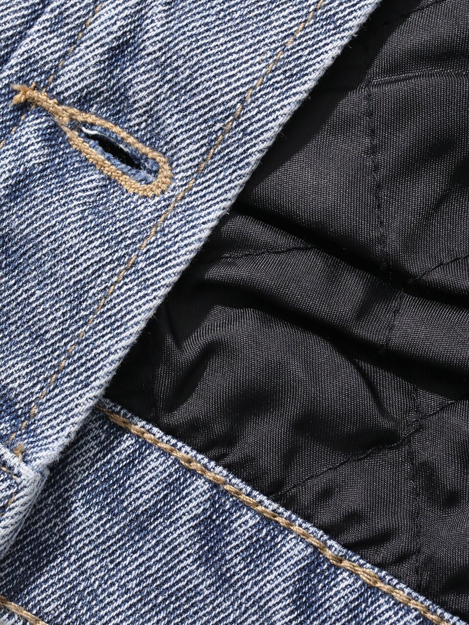 Tween Girls' Casual Contrast Color Washed Denim Padded Coat With Collar, Autumn/Winter