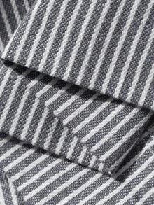Dazy Plus Autumn New Lapel Long Sleeve Zipper Street Casual Loose Striped Regular Jacket - Blue - View 3