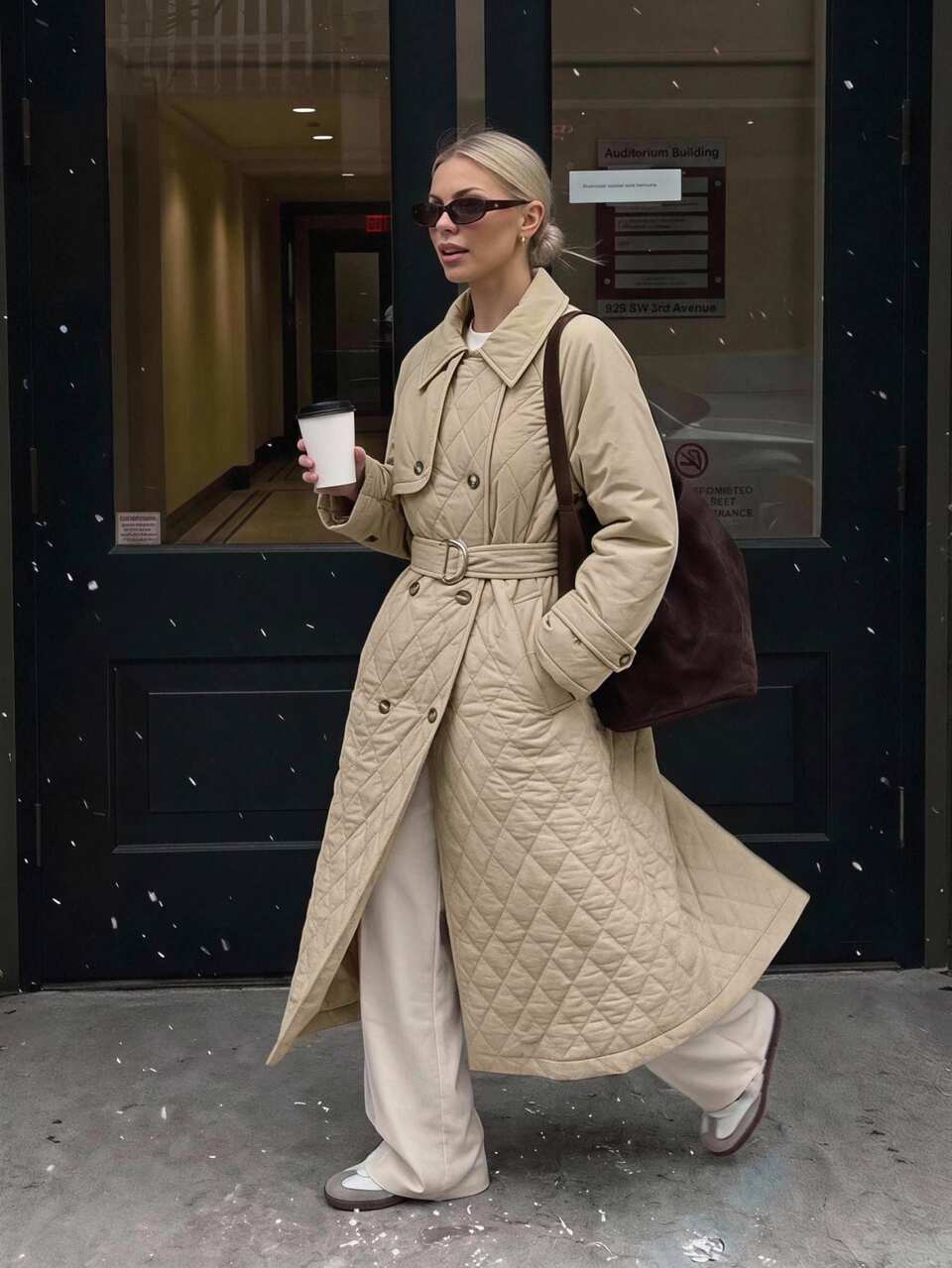 Women's Plaid Korean Style Long Sleeve Elegant Autumn/Winter Padded Coat Jacket