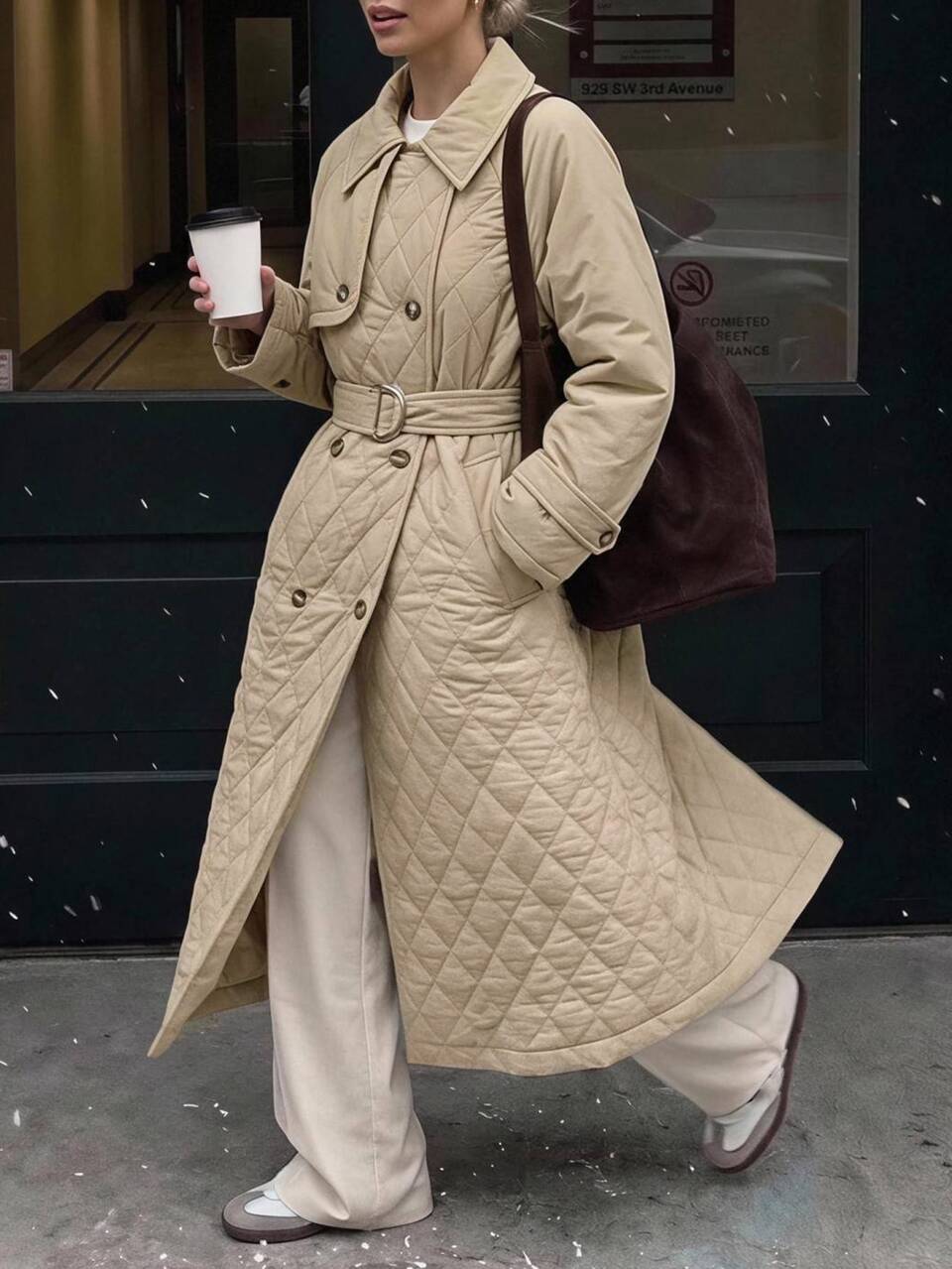 Women's Plaid Korean Style Long Sleeve Elegant Autumn/Winter Padded Coat Jacket