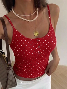 DAZY Solid Color Fitted Casual Vacation Summer Tank Top For Women - Red - View 4