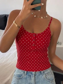 DAZY Solid Color Fitted Casual Vacation Summer Tank Top For Women - Red - View 7
