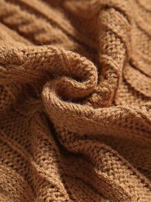 Linhara CURVE Plus Size Women's Lantern Sleeve Round Neck Pullover Knit Sweater Dress, Casual And Comfortable - Brown - View 6